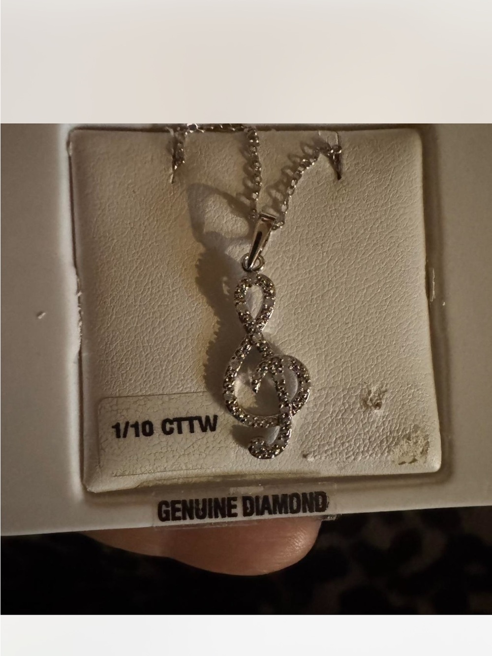 Sterling Silver genuine diamond Pendant Necklace - White